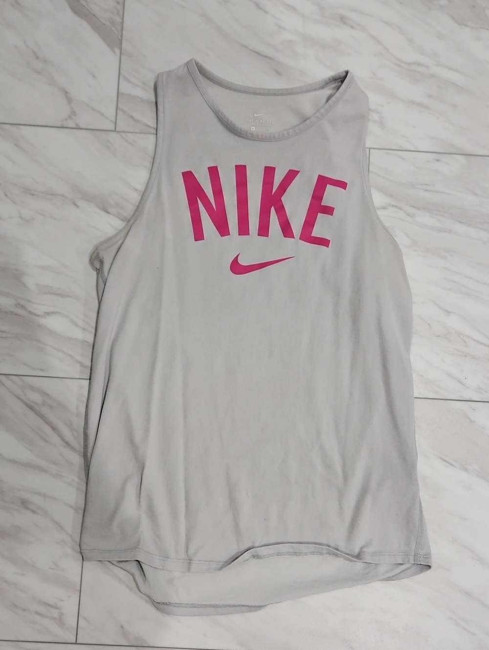Nike  Light Gray Tank Top with Hot Pink Logo